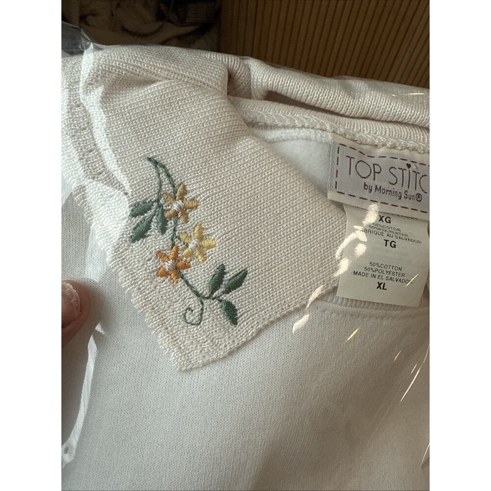 Vintage Morning Sung Sweater Peter Pan Collar Floral Cottage Size XL 2602 - Picture 8 of 8